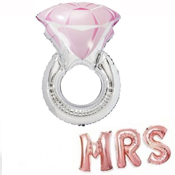Bride Bachelorette Balloon Bundle with Giant Engagement Ring and MRS Letters NEW - Picture 1 of 13